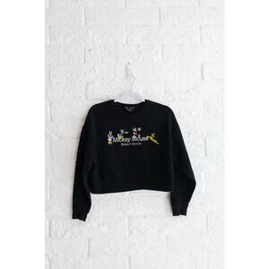 Zara x Disney Mickey Mouse Cropped Sweatshirt Black Crewneck Size Small